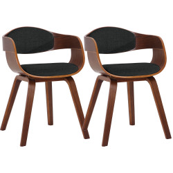 Lot de 2 chaises Kingston, tissu noyer/noir