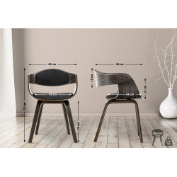 Ensemble de 2 chaises Kingston, tissu gris/gris foncé