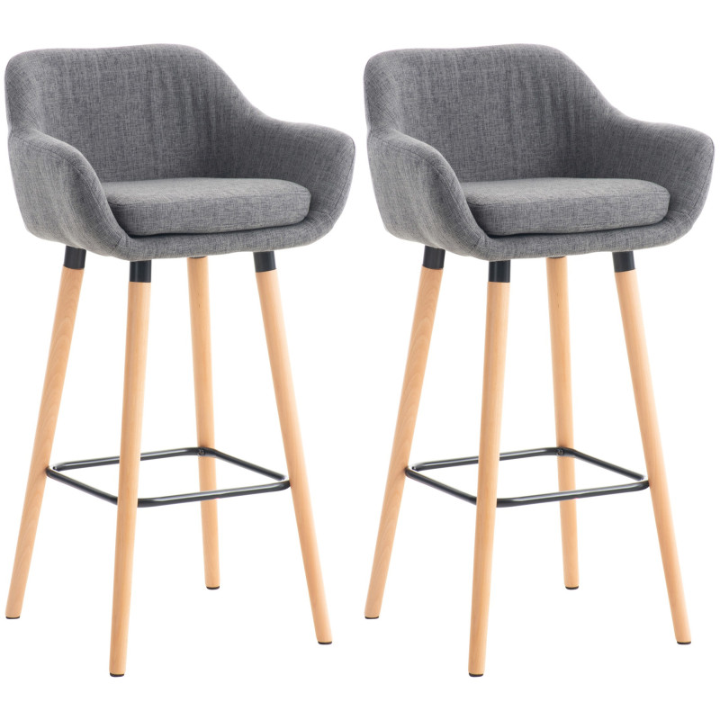 Lot de 2 tabourets de bar en tissu Grant gris clair
