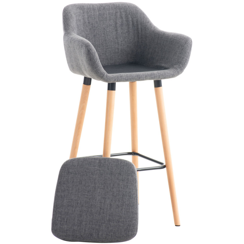 Lot de 2 tabourets de bar en tissu Grant gris clair
