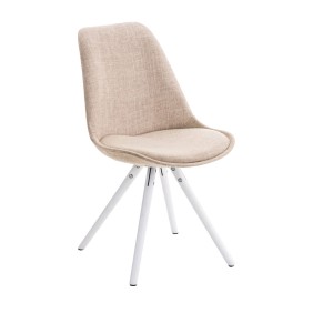 Chaise Pegleg tissu rond blanc