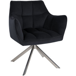 Chaise de salle à manger suspendue, velours, acier inoxydable, noire