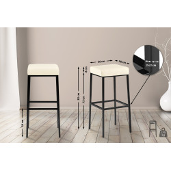 Set di 2 sgabelli da bar Montreal 85 in similpelle nera e crema