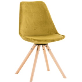 Chaise Pegleg velours rond naturel