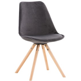 Chaise Pegleg velours rond naturel