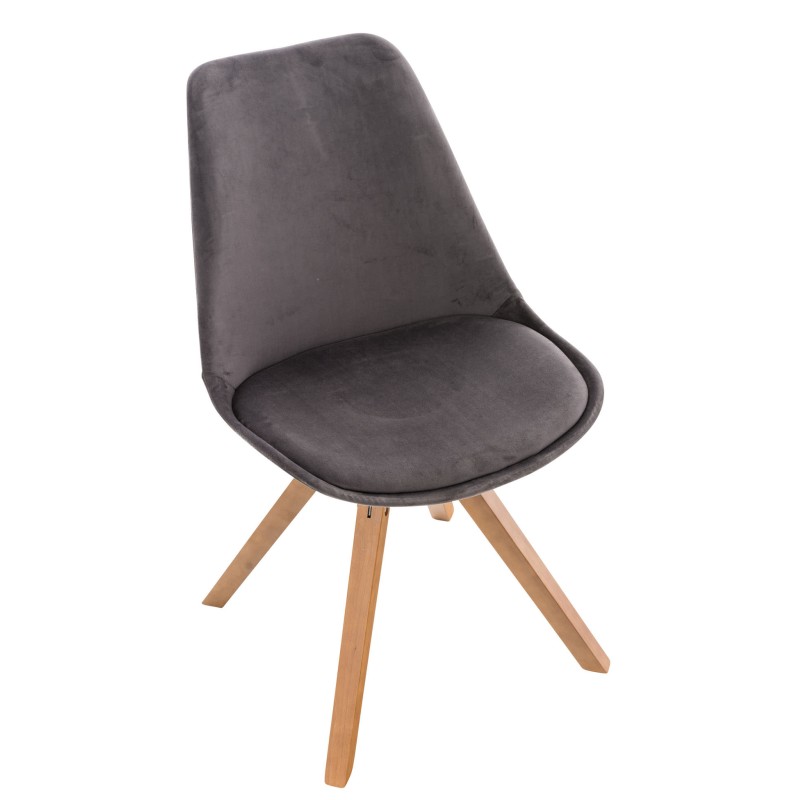 Chaise Pegleg Velours Carrée noyer