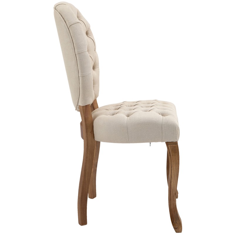 Chaise de salle à manger Temara tissu antique clair