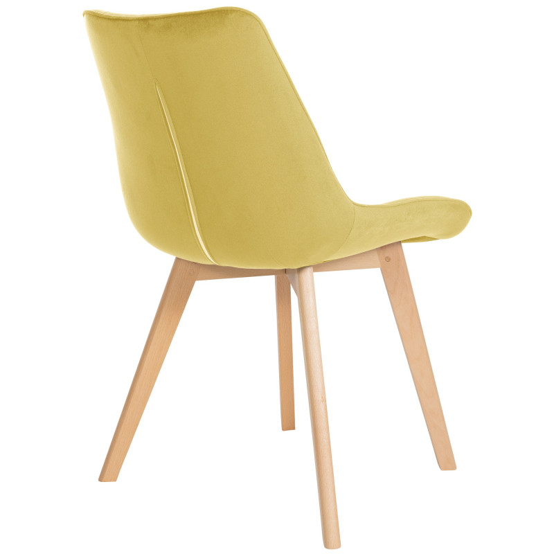 Chaise Brook en velours jaune