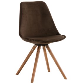 Chaise en velours pegleg ronde noyer