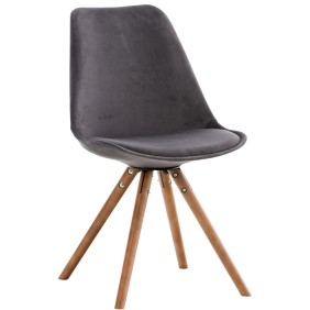 Chaise en velours pegleg ronde noyer