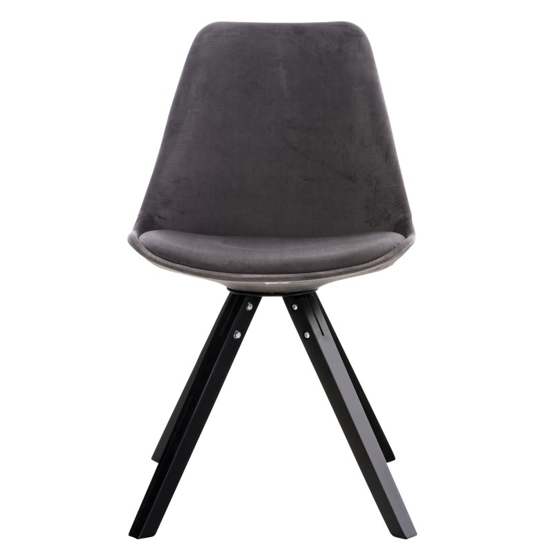 Chaise carrée en velours Pegleg noir