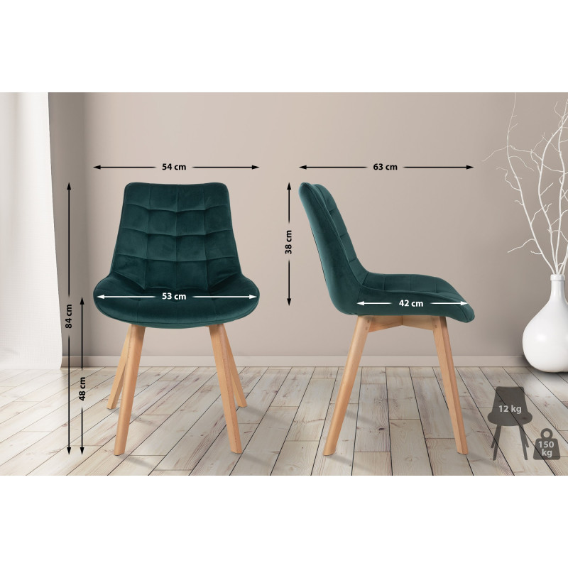 Chaise Brook en velours vert