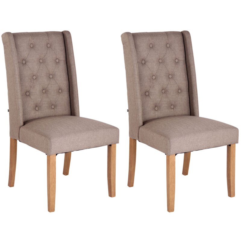 Lot de 2 chaises de salle à manger Malea tissu antique clair