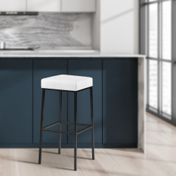 Lot de 2 tabourets de bar Montréal 85 simili cuir noir blanc