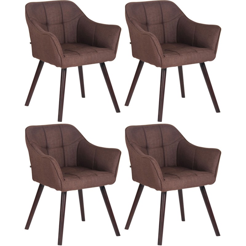 Lot de 4 chaises de salle à manger Falun tissu café