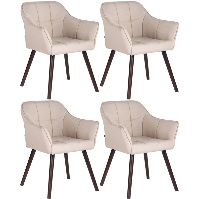 Lot de 4 chaises de salle à manger Falun tissu café