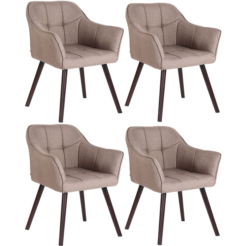 Lot de 4 chaises de salle à manger Falun tissu café