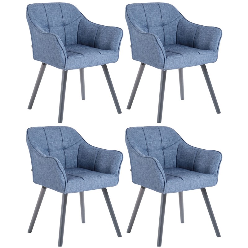 Lot de 4 chaises de salle à manger Falun tissu gris