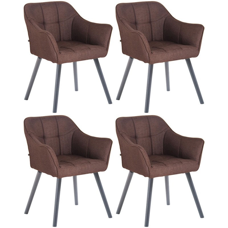 Lot de 4 chaises de salle à manger Falun tissu gris