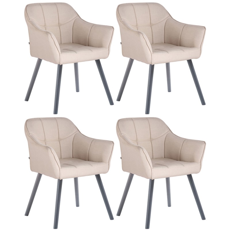 Lot de 4 chaises de salle à manger Falun tissu gris