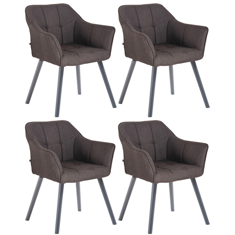 Lot de 4 chaises de salle à manger Falun tissu gris