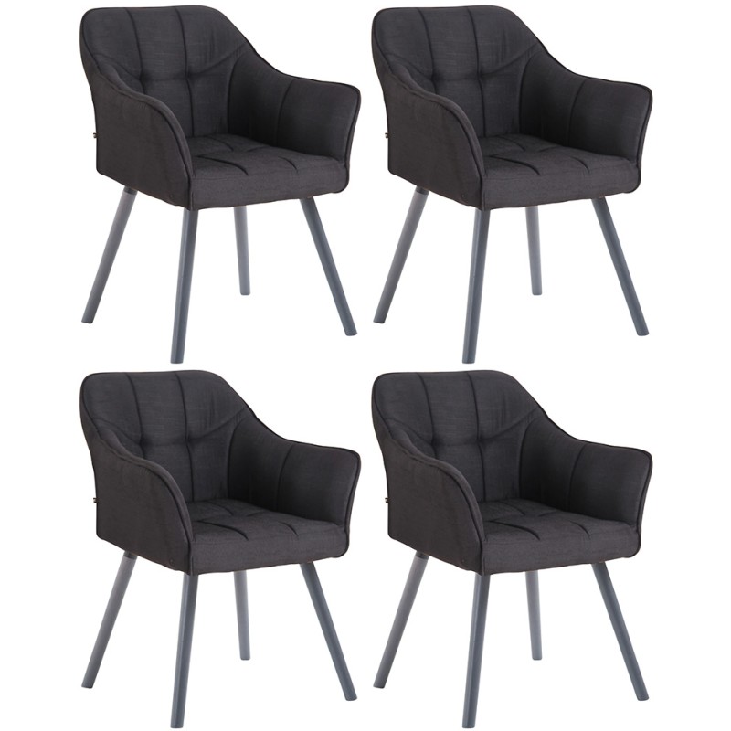 Lot de 4 chaises de salle à manger Falun tissu gris