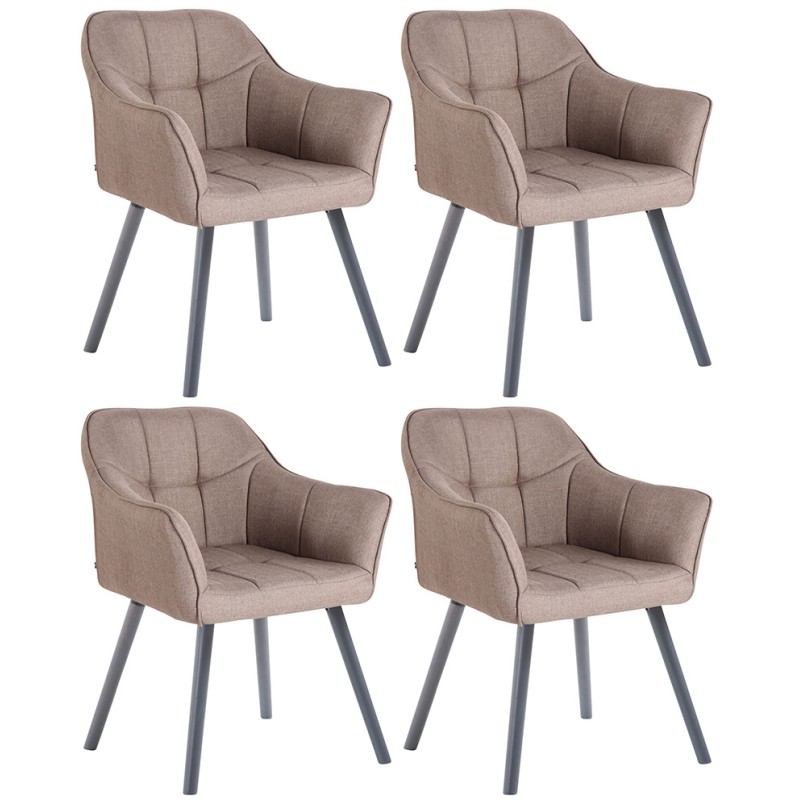 Lot de 4 chaises de salle à manger Falun tissu gris