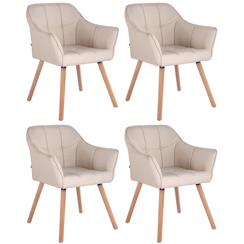 Lot de 4 chaises de salle à manger Falun tissu naturel