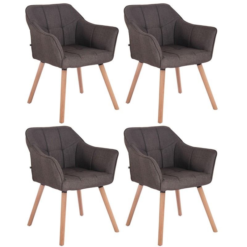 Lot de 4 chaises de salle à manger Falun tissu naturel