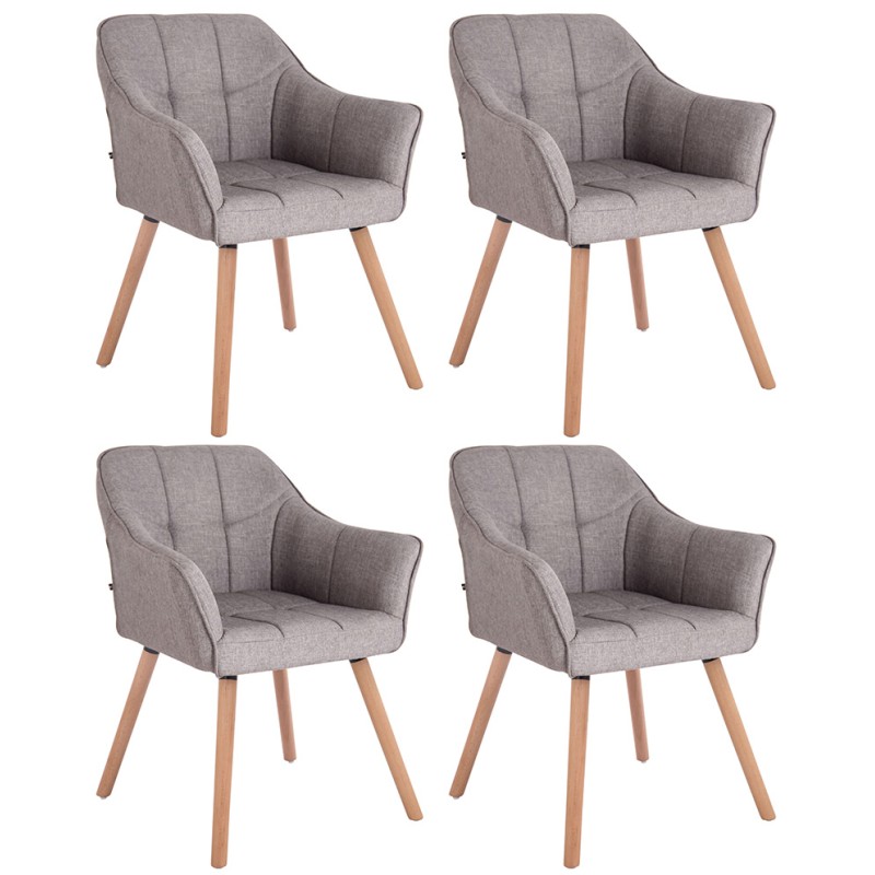 Lot de 4 chaises de salle à manger Falun tissu naturel