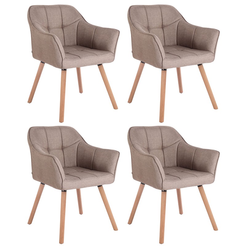 Lot de 4 chaises de salle à manger Falun tissu naturel