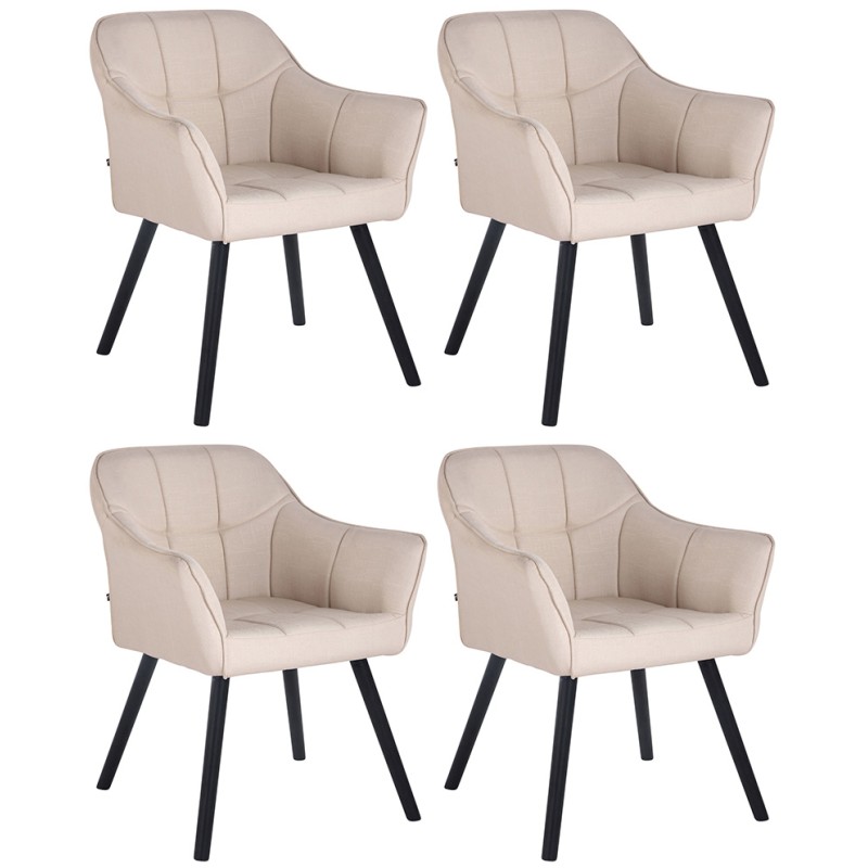 Lot de 4 chaises de salle à manger Falun tissu noir