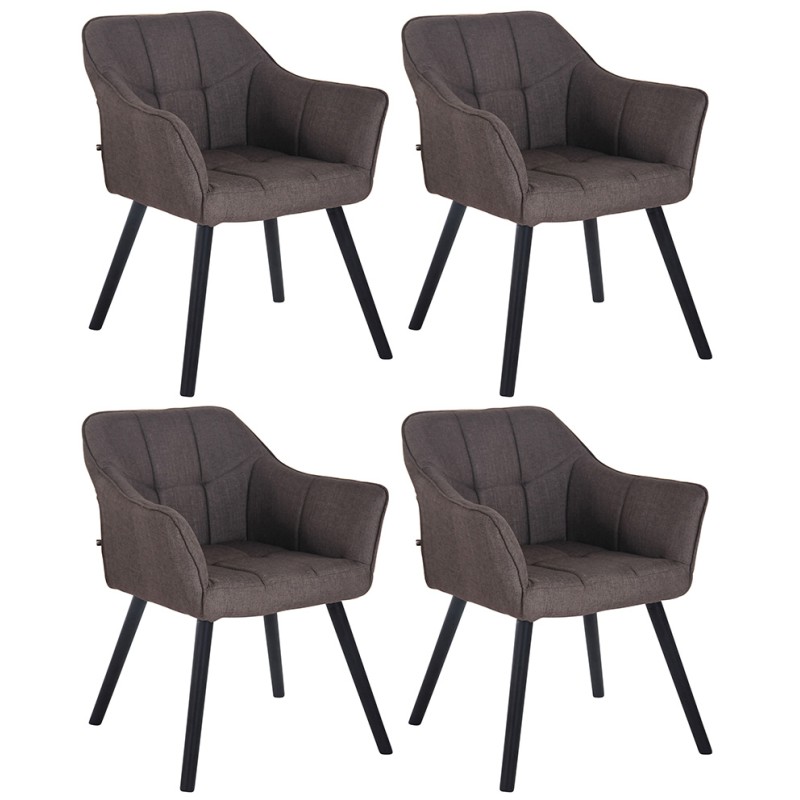 Lot de 4 chaises de salle à manger Falun tissu noir