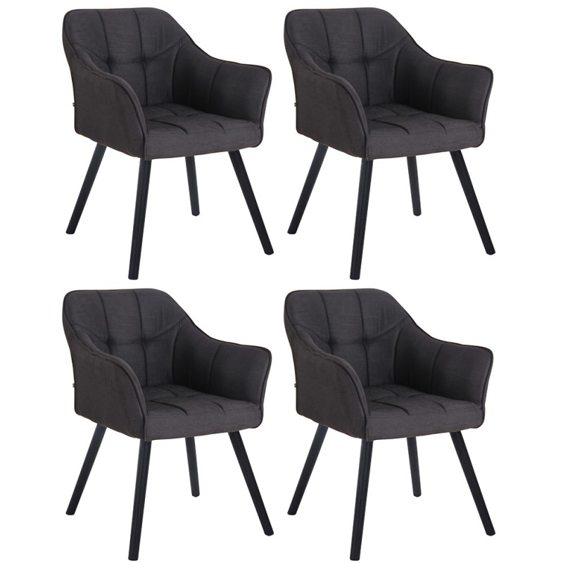 Lot de 4 chaises de salle à manger Falun tissu noir