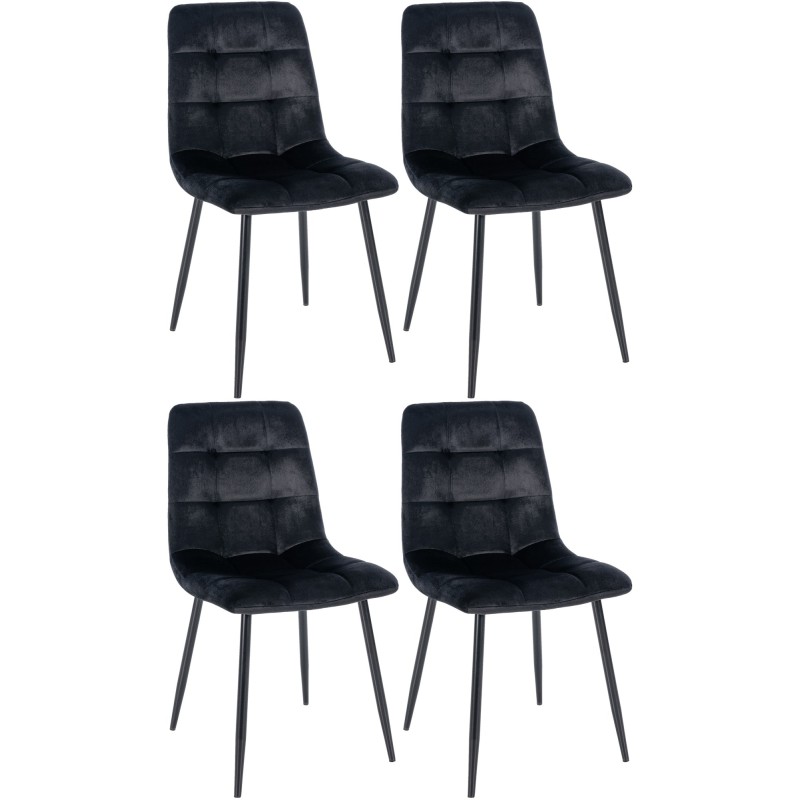 Lot de 4 chaises de salle à manger Tilde velours