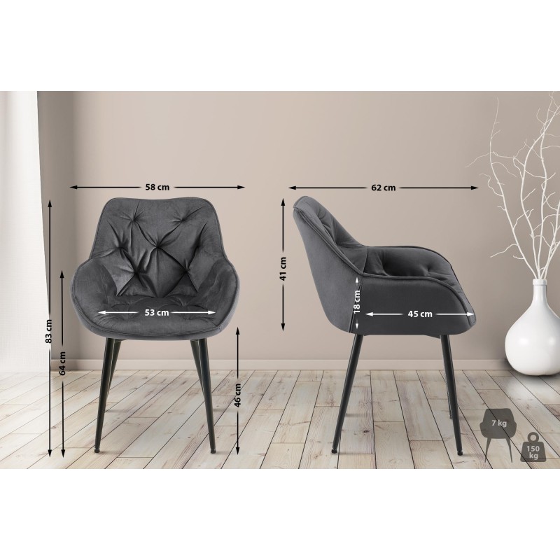 Lot de 4 chaises Tanna velours