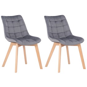 Lot de 2 chaises de salle à manger Passaic velours