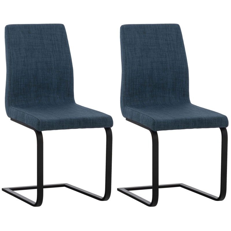 Lot de 2 chaises de salle à manger tissu Belley