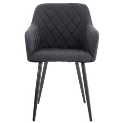 Lot de 2 chaises de salle à manger Shila en tissu noir