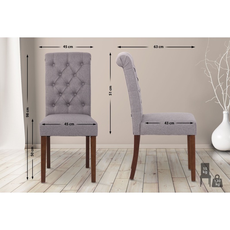 Lot de 2 chaises de salle à manger tissu Lisburn