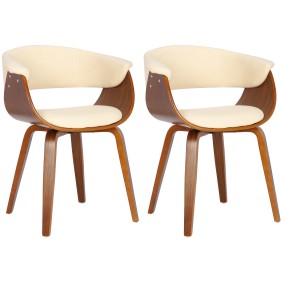 Lot de 2 chaises Bruce simili cuir noyer