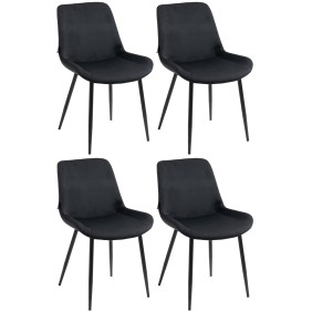 Lot de 4 chaises à repas Victoria en velours