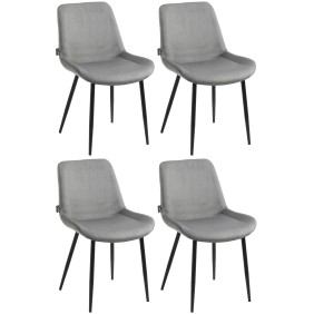 Lot de 4 chaises à repas Victoria en velours