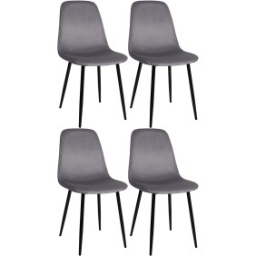 Lot de 4 chaises de salle à manger en velours Napier