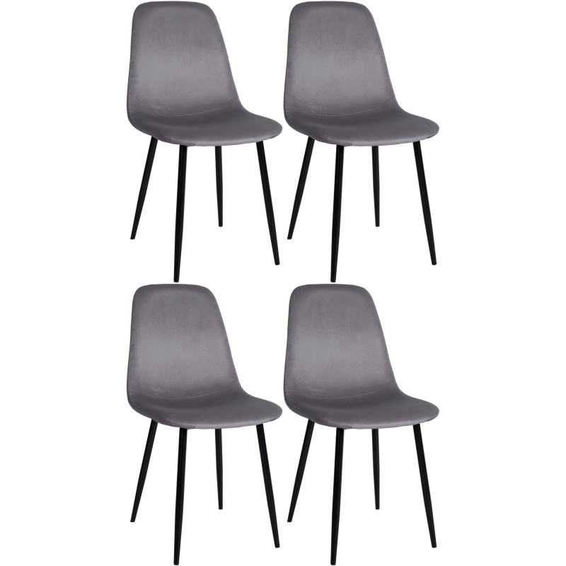 Lot de 4 chaises de salle à manger en velours Napier