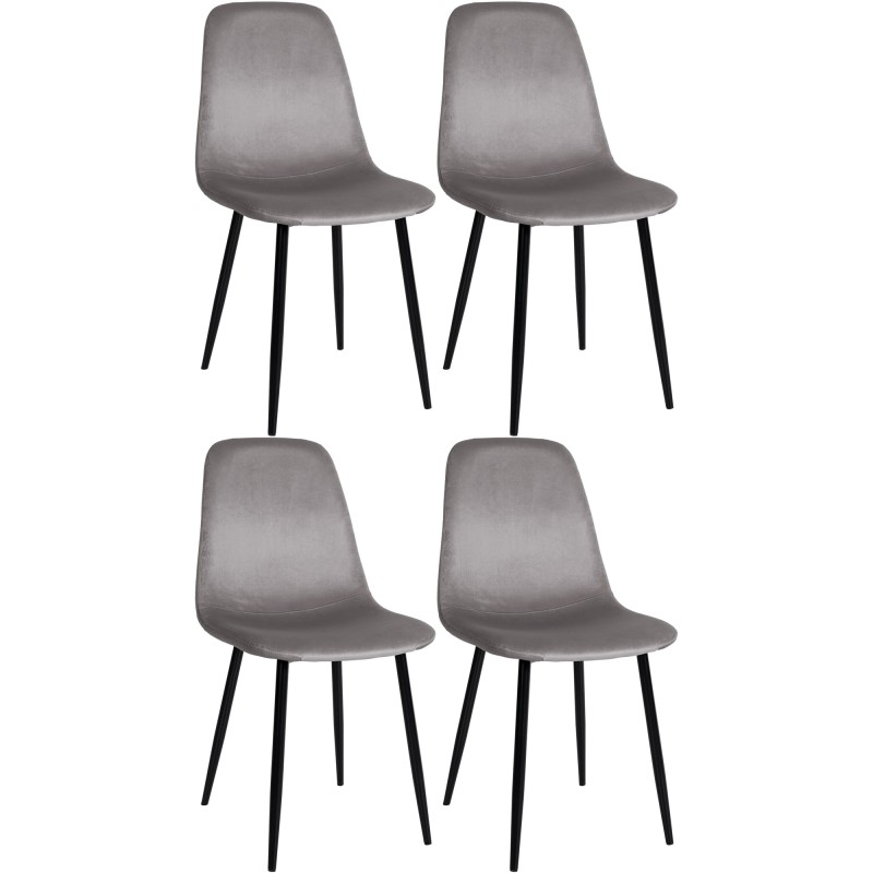 Lot de 4 chaises de salle à manger en velours Napier