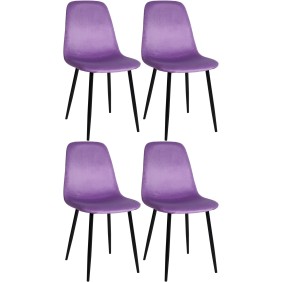 Lot de 4 chaises de salle à manger en velours Napier