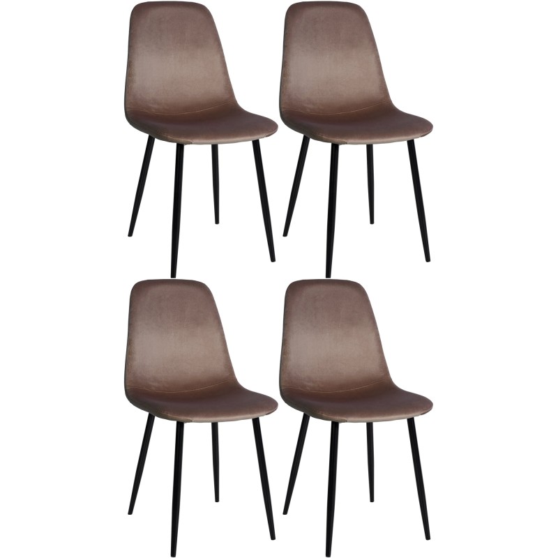 Lot de 4 chaises de salle à manger en velours Napier