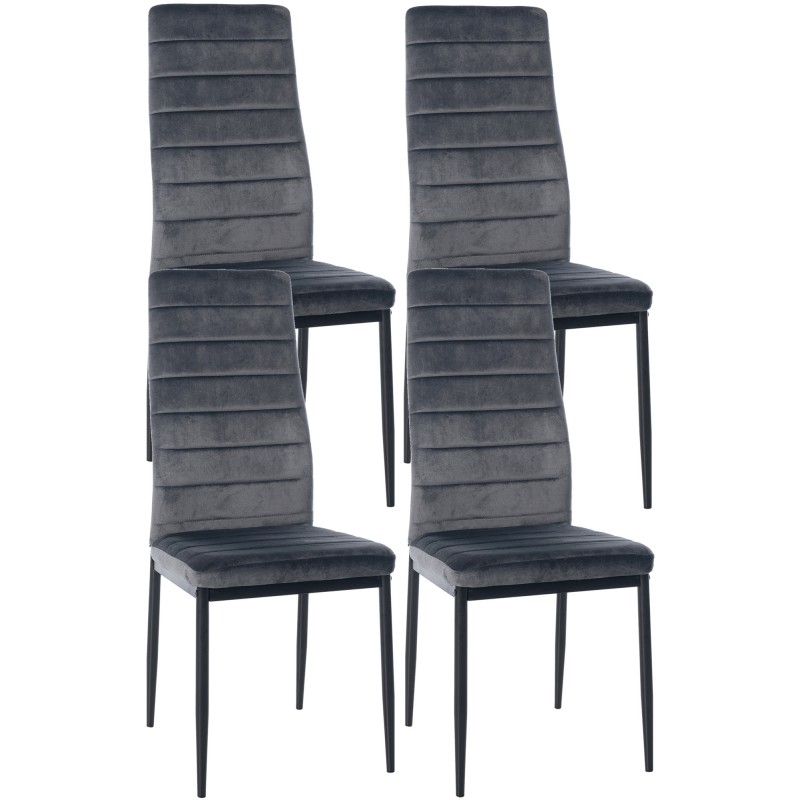 Lot de 4 chaises de salle à manger Mayfair velours