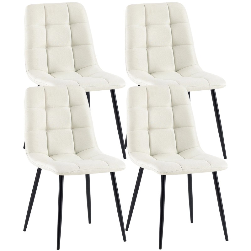 Lot de 4 chaises de salle à manger tissu Antibes